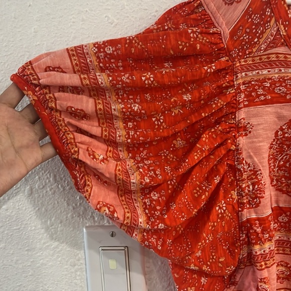 Free People Red Paisley Top Oversized Size Medium - Picture 4 of 7